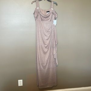 Elegant champagne colored evening gown. Never worn. With tags.
